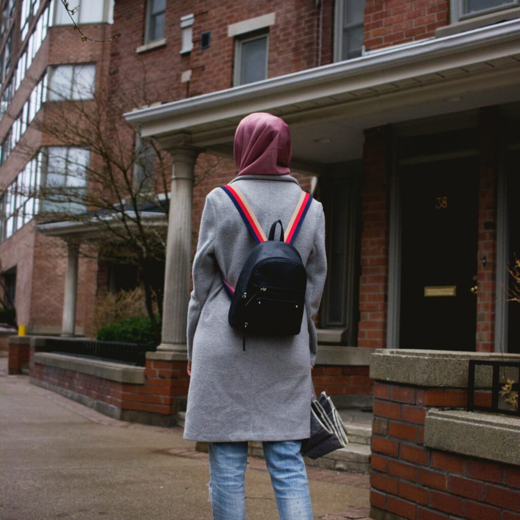 Muslim women walking in nature